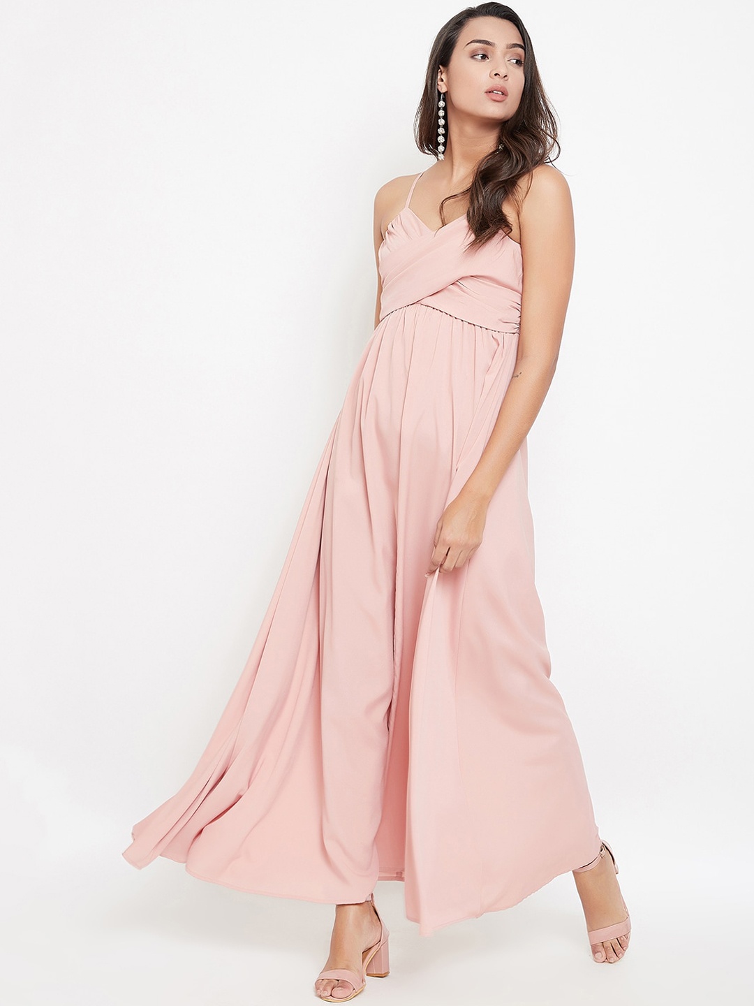 

Berrylush Women Pink Solid Maxi Dress