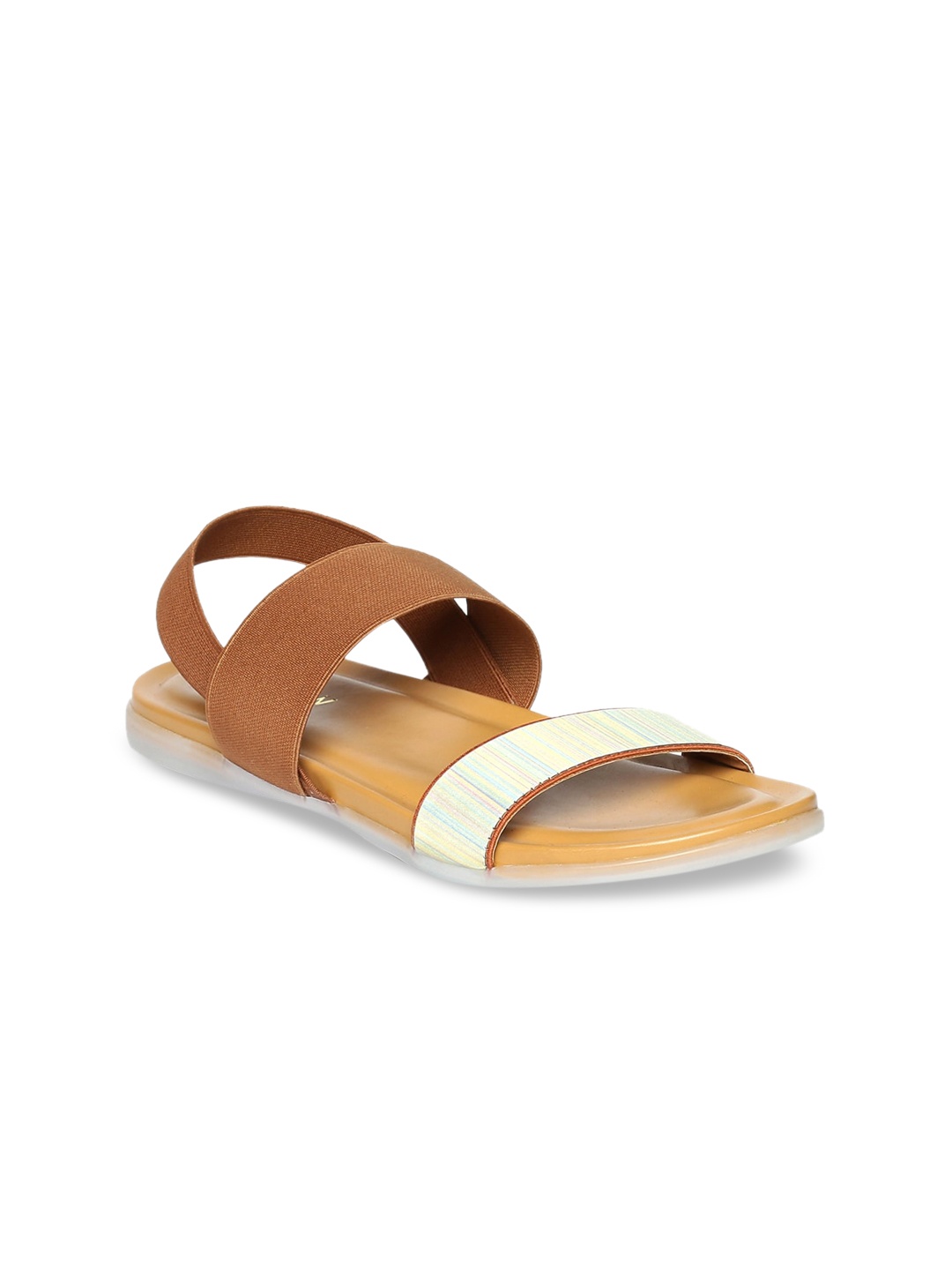 

Monrow Women Tan Colourblocked PU Open Toe Flats