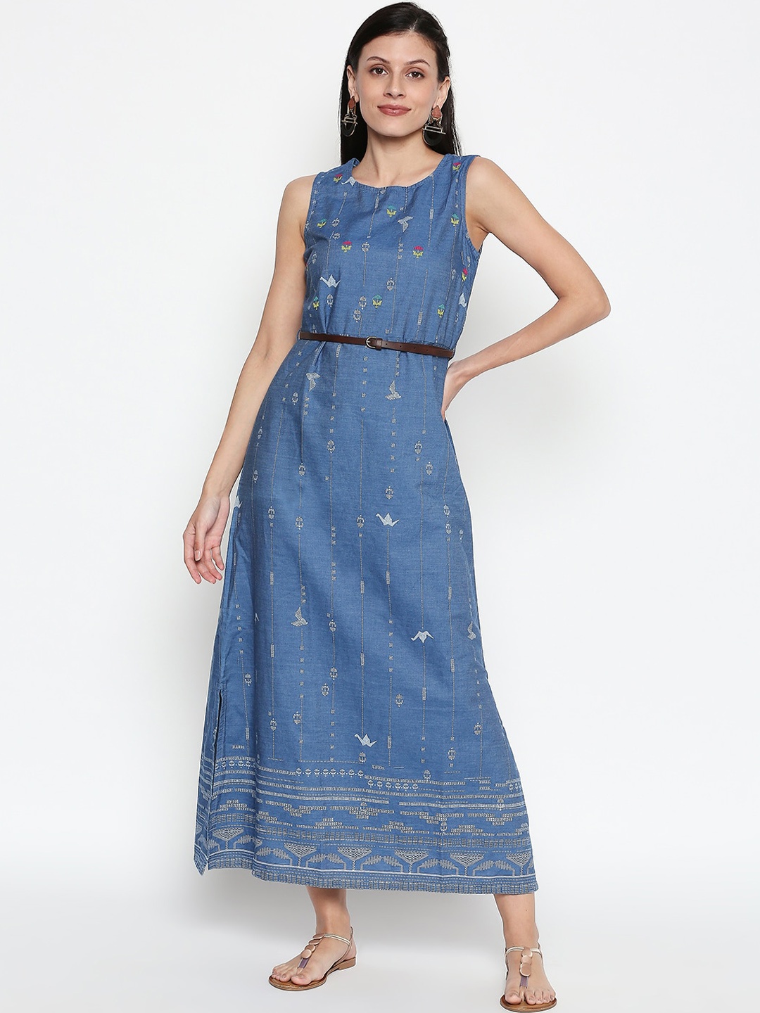 

AKKRITI BY PANTALOONS Women Blue Printed Maxi Dress