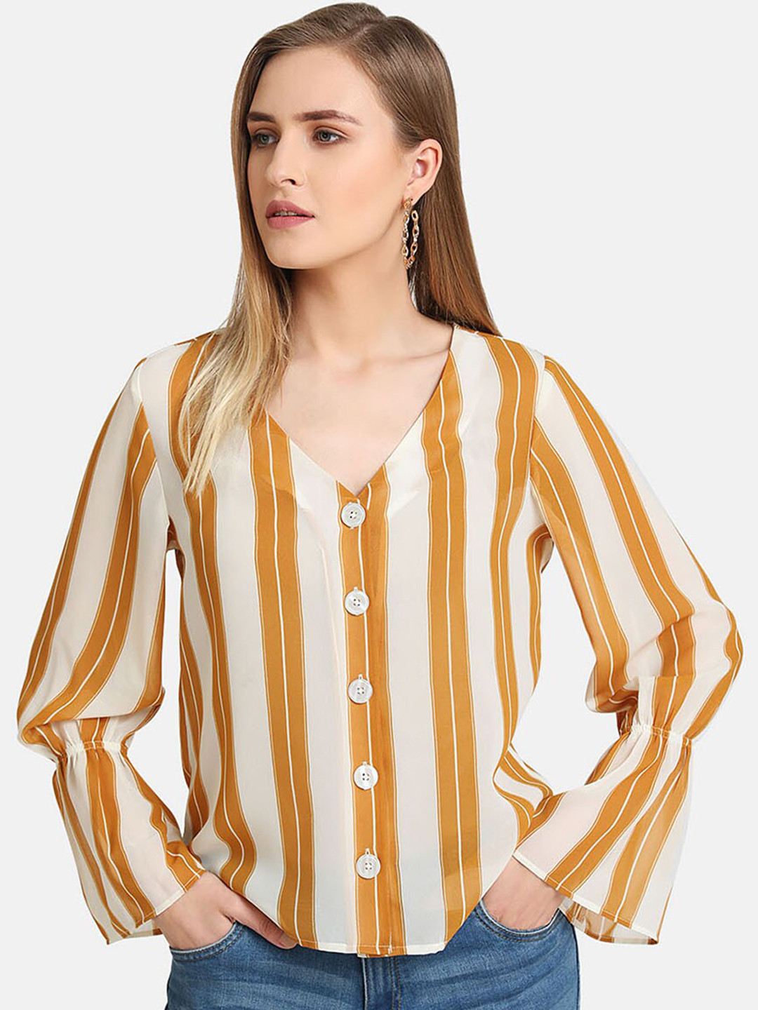 

Kazo Women White Striped Top
