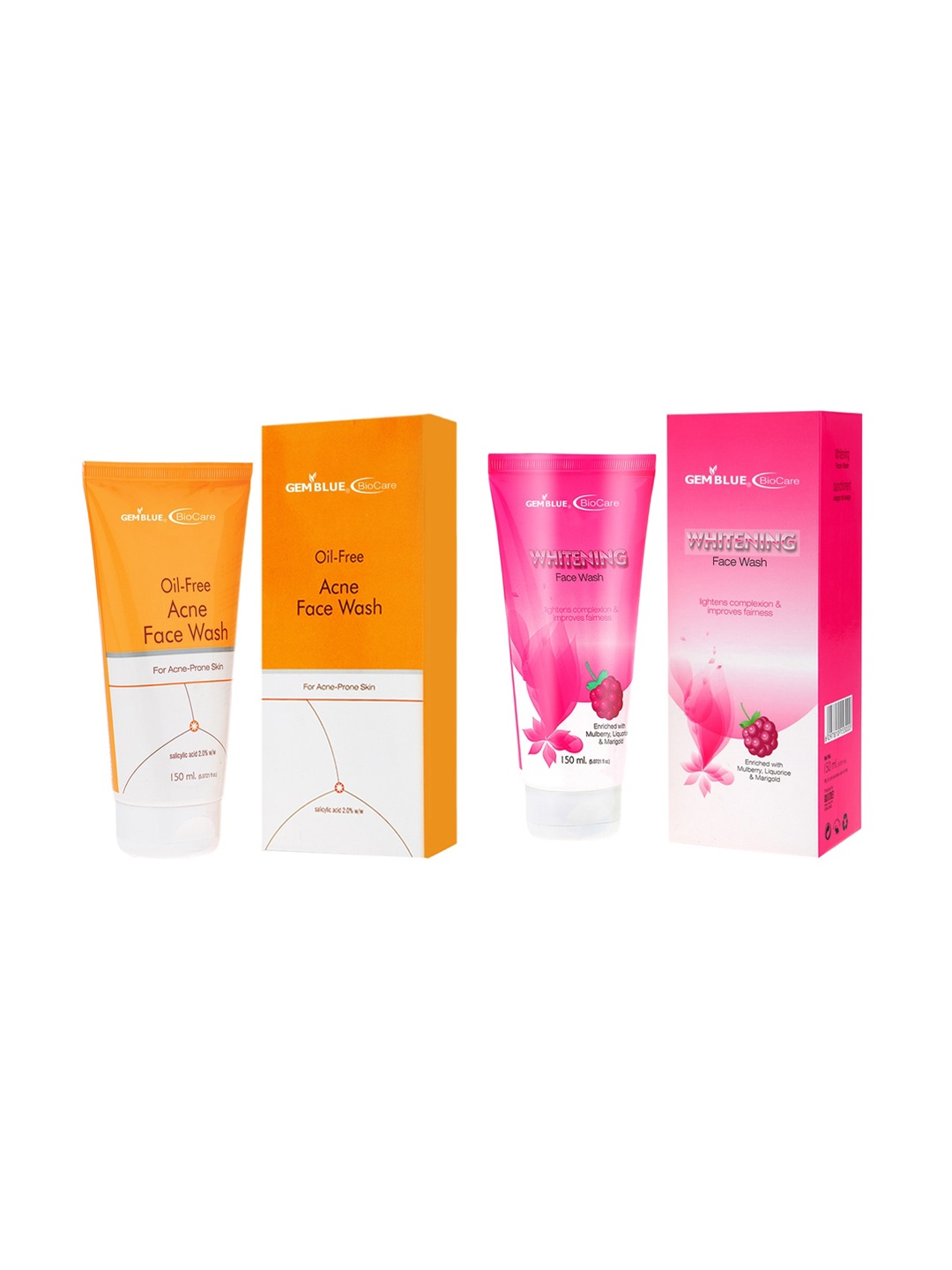 

GEMBLUE BioCare Set of 2 Oil Free Acne Face Wash & Whitening Face Wash, Orange