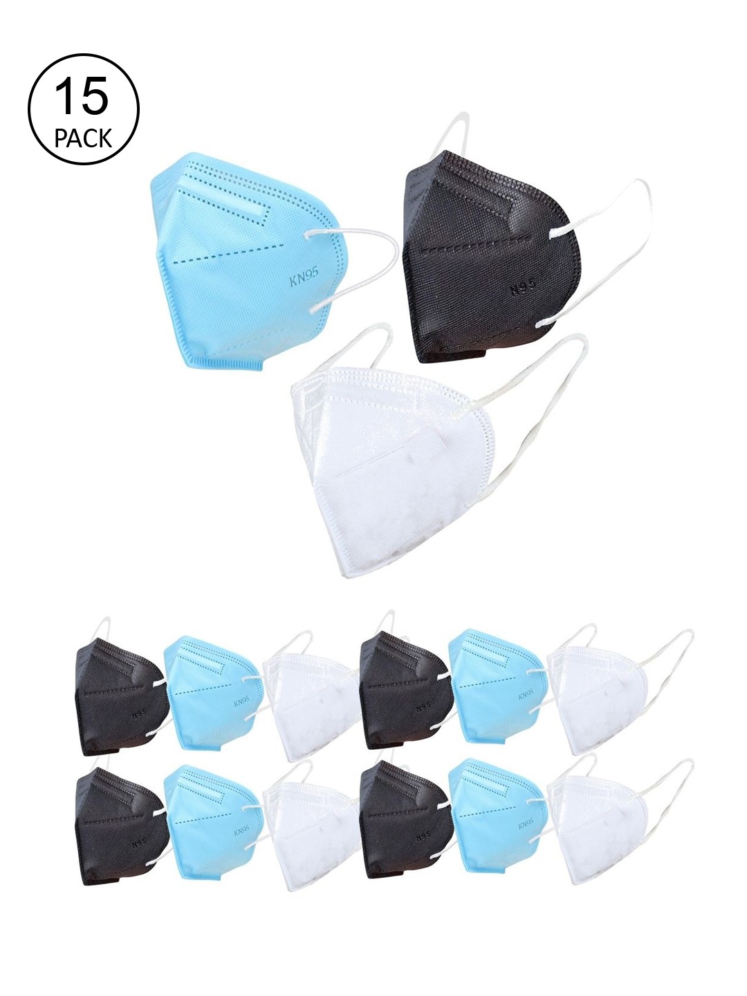 

OOMPH Unisex Pack of 15 Solid 5-Ply Reusable N95 Masks, Black