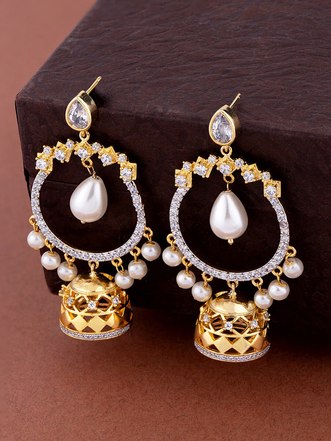 

Voylla Gold-Toned Dome Shaped Jhumkas