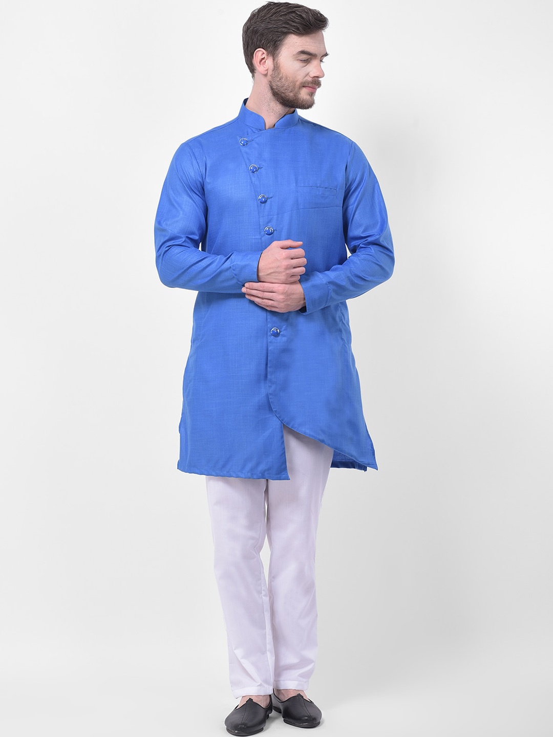 

SG LEMAN Men Blue & White Solid Kurta with Trousers