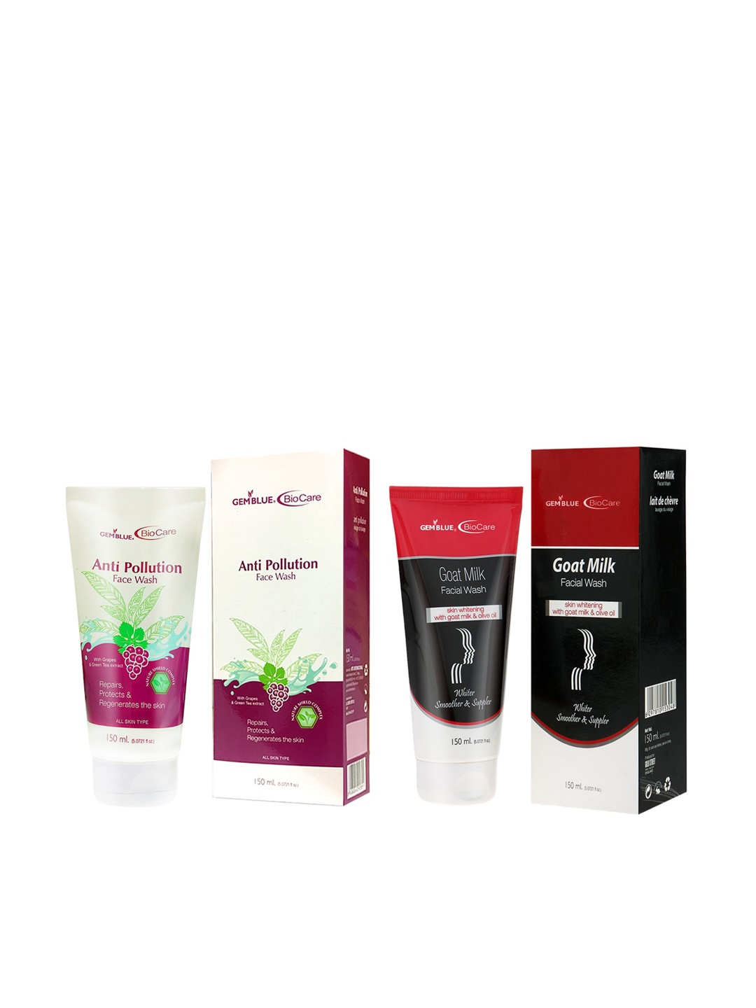 

GEMBLUE BioCare Set of Anti-Pollution & Goat Milk Face Washes, Purple