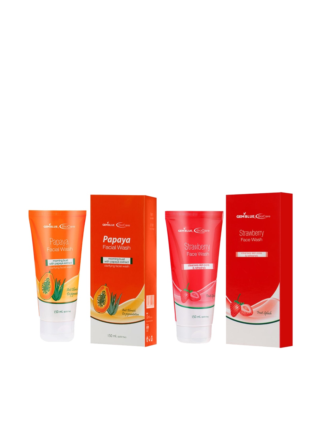 

GEMBLUE BioCare Set of Papaya & Strawberry Face Washes, Orange