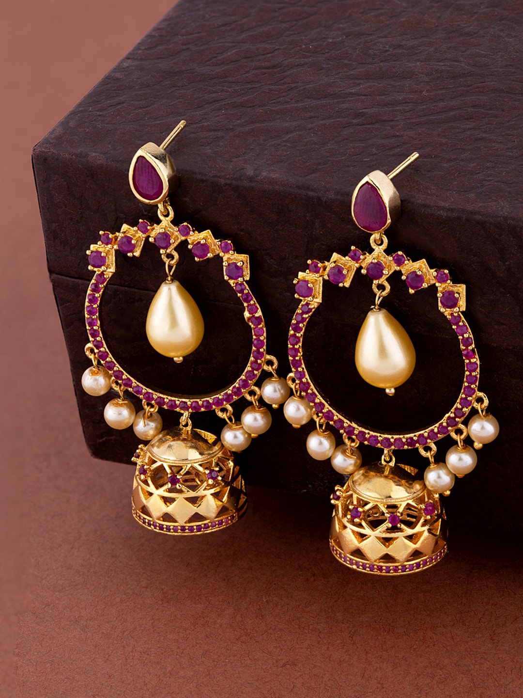 

Voylla Gold-Plated Contemporary Drop Earrings