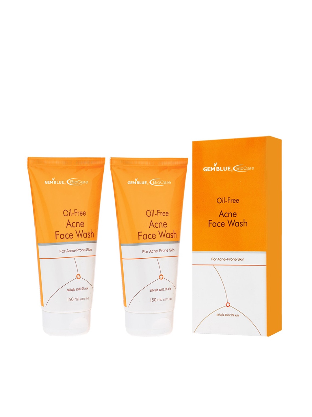

GEMBLUE BioCare Set of 2 Oil-Free Acne Face Washes, Orange