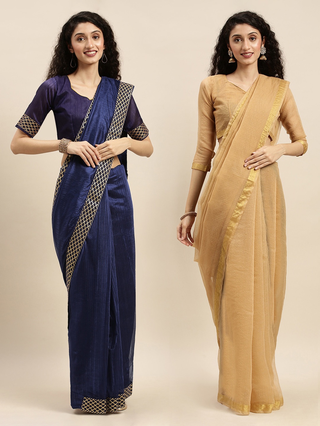 

Florence Set of 2 Navy Blue Printed Art Silk Saree