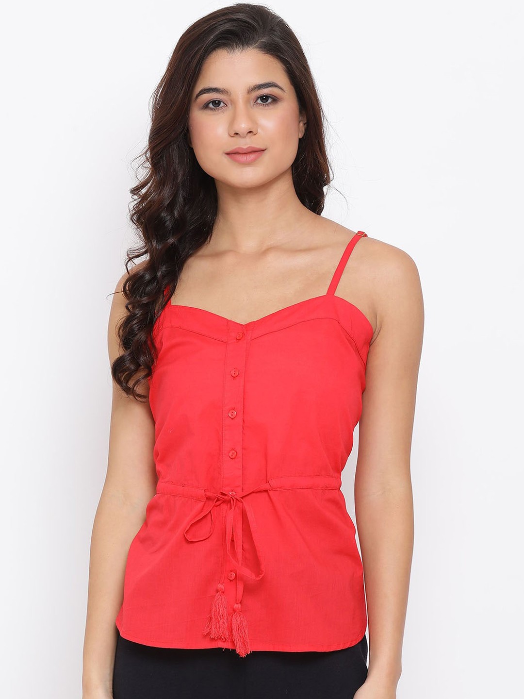 

Oxolloxo Women Red Solid Lounge Tshirt
