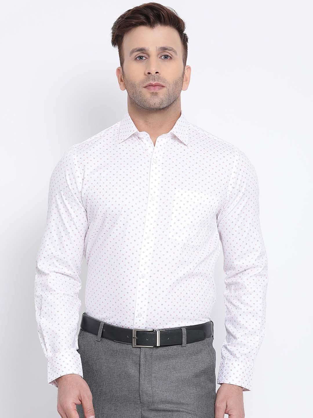 

Turtle Men White Slim Fit Printed Casual Shirt