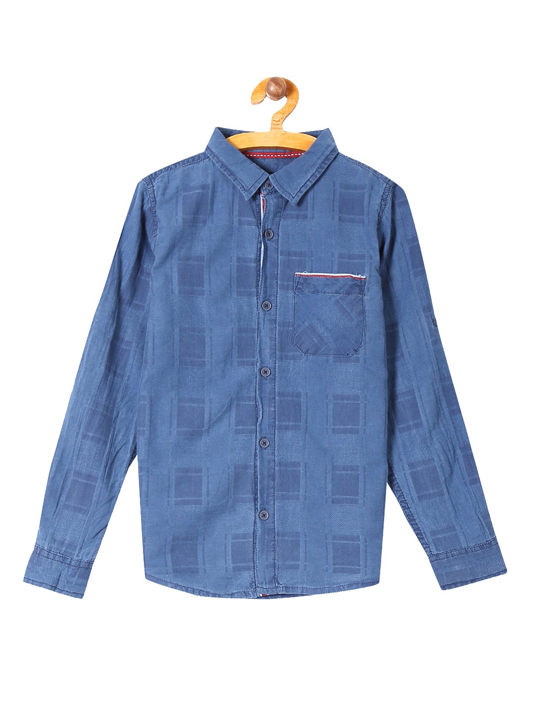 

Cherokee Boys Blue Regular Fit Checked Casual Shirt