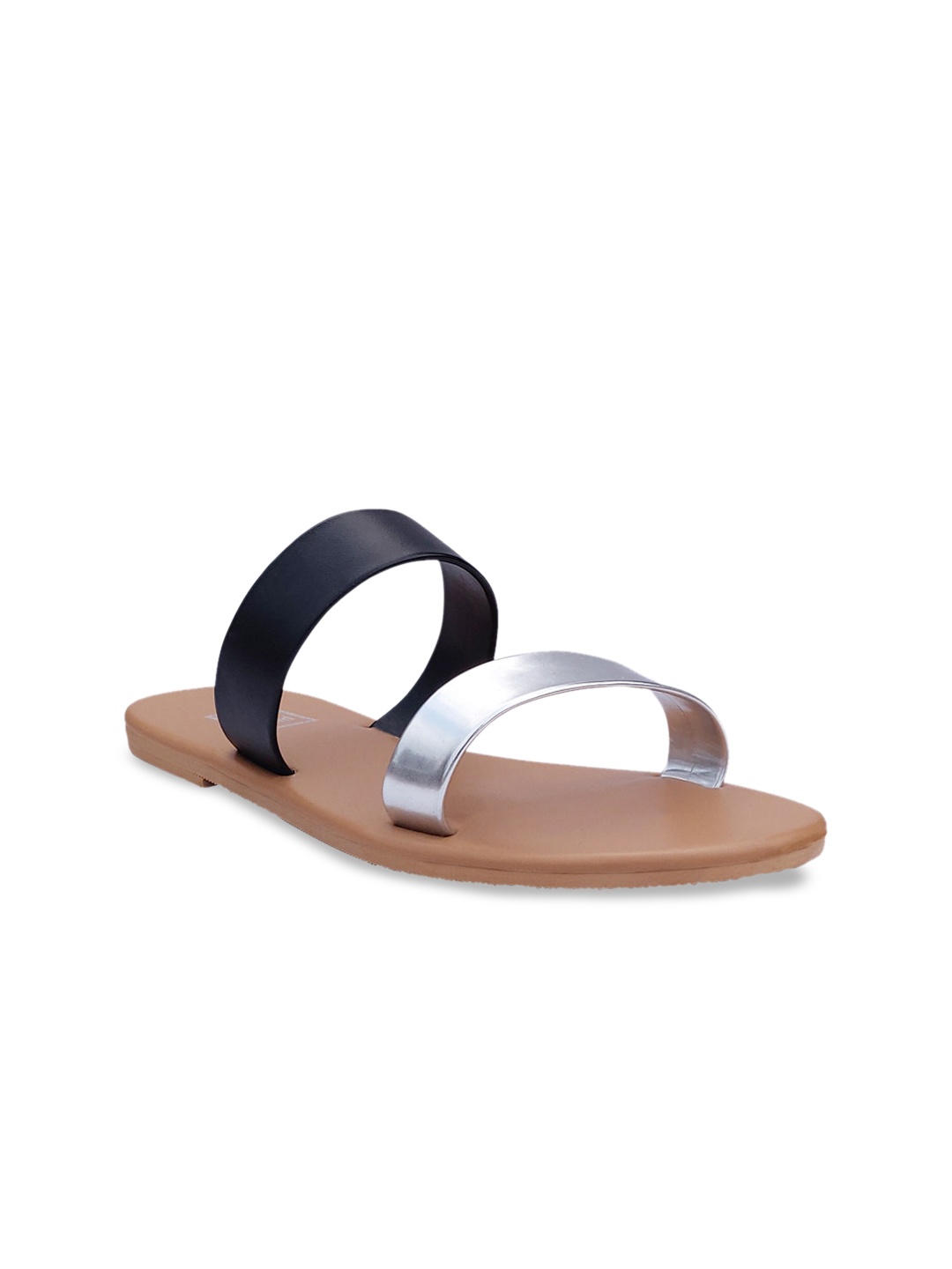 

POSTCARD Women Tan Colourblocked Open Toe Flats