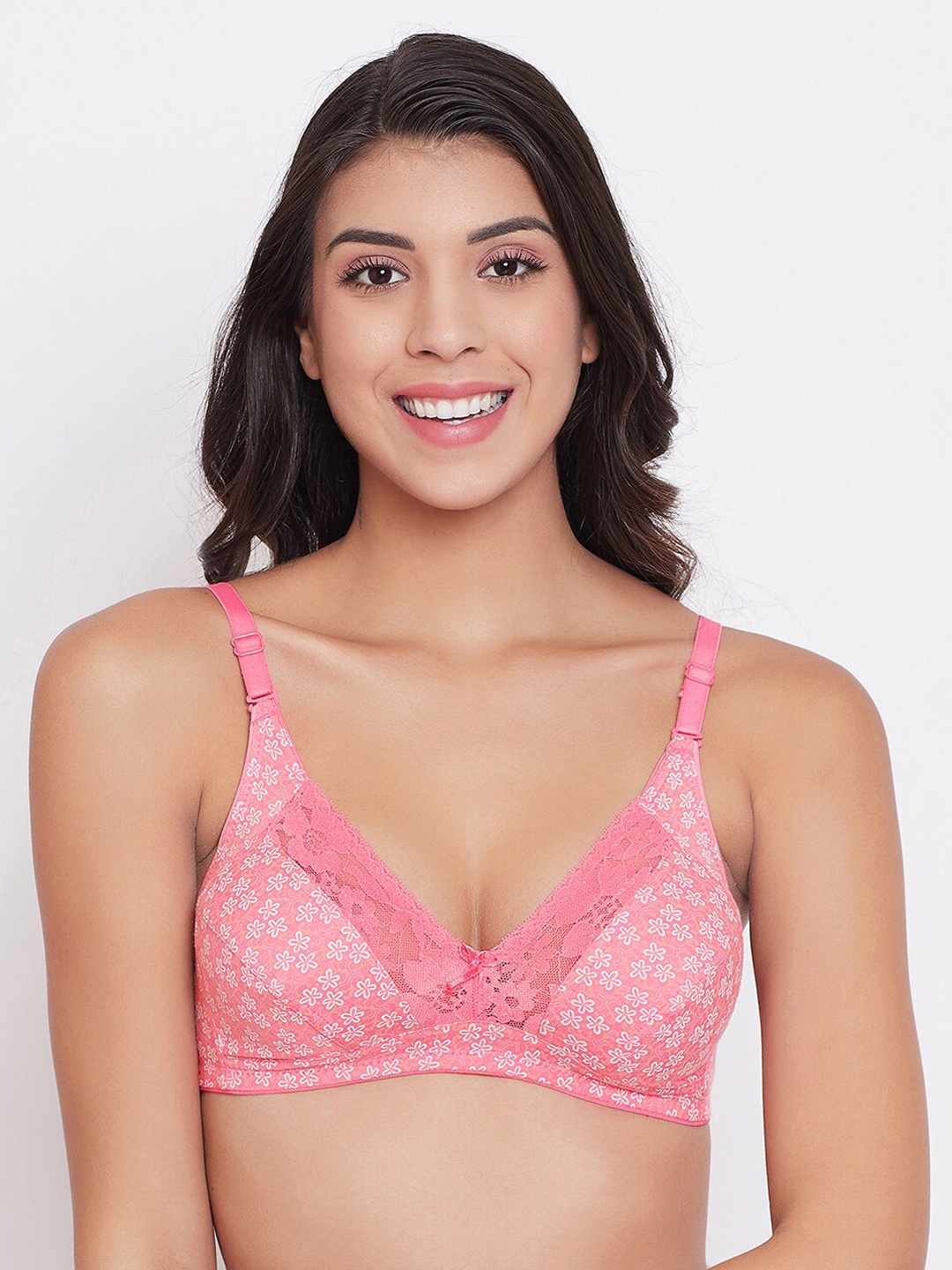 

Clovia Pink Printed Non-Wired Non Padded Everyday Bra