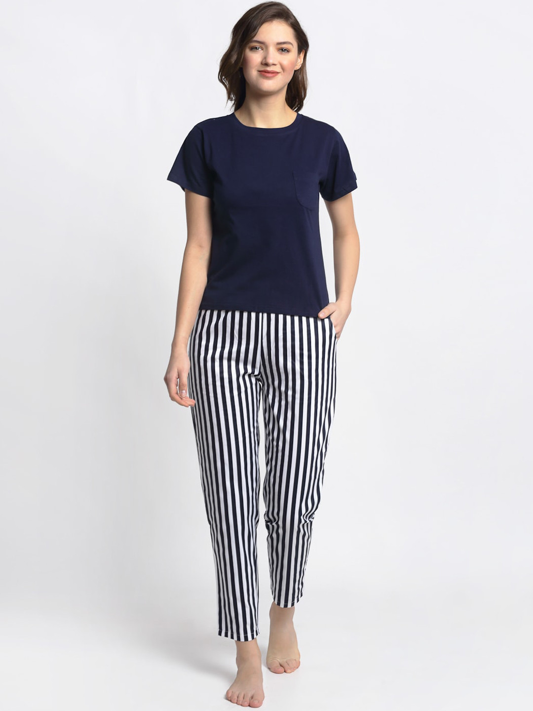 

Boston Club Women Navy Blue & Black Night Suit