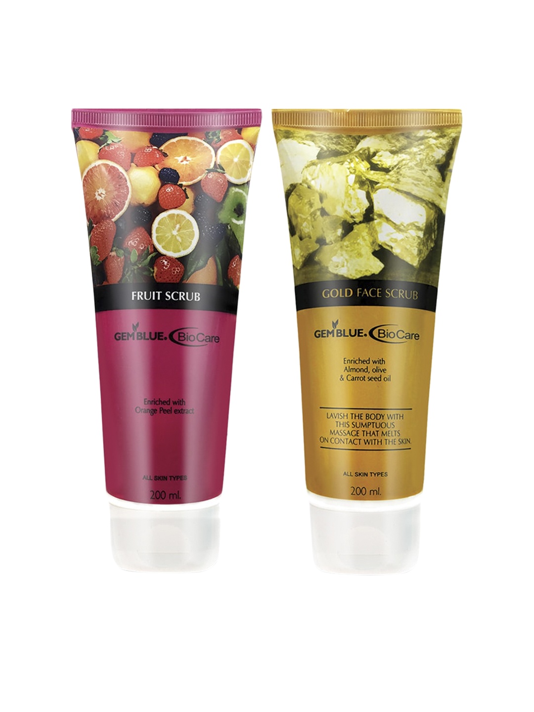 

GEMBLUE Biocare Fruit & Gold Scrub, 200ML each (COMBO OF 2), Pink
