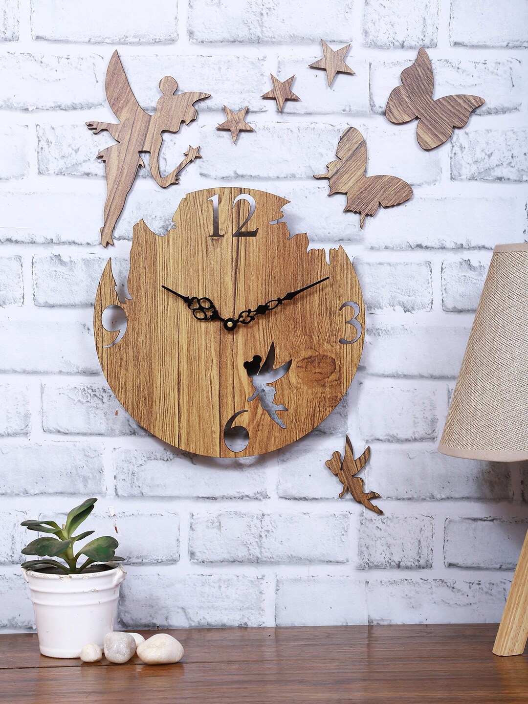 ROMEE Beige Round Solid 25.5 cm Analogue Wall Clock