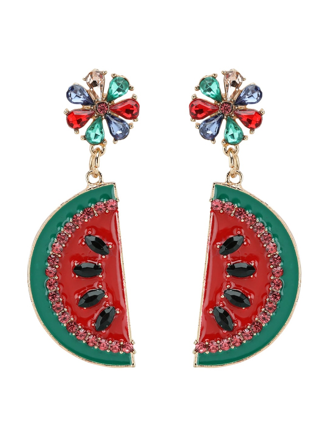 

Kazo Multicoloured Contemporary Watermelon Drop Earrings, Multi