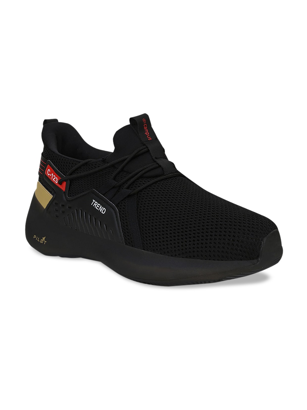 

Campus Men Black Mesh Mid-Top Running Shoes