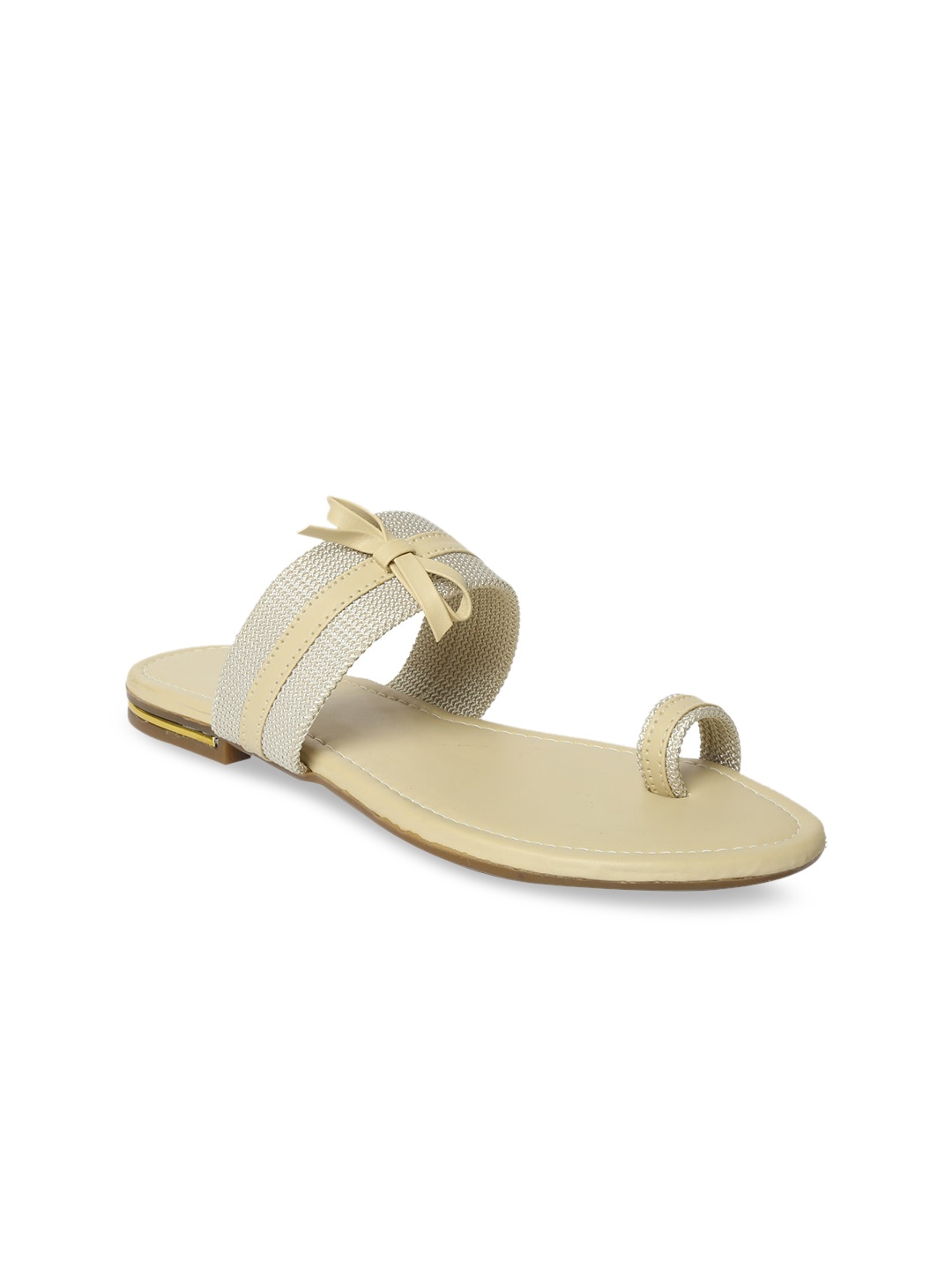

WOMENS BERRY Women Cream-Coloured & Grey Colourblocked One Toe Flats