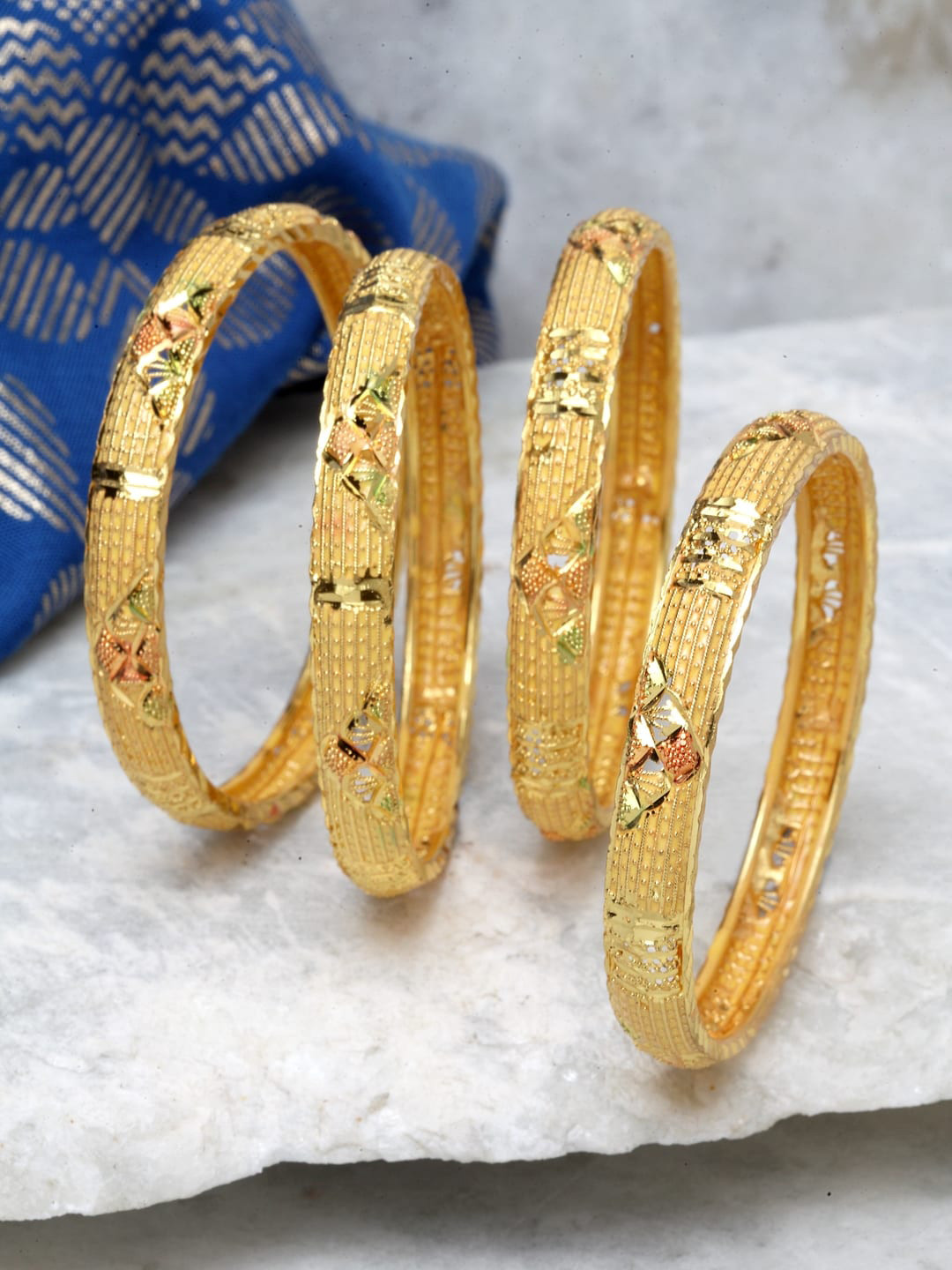 

Shining Diva Set Of 4 Gold-Plated Meenakari Bangles