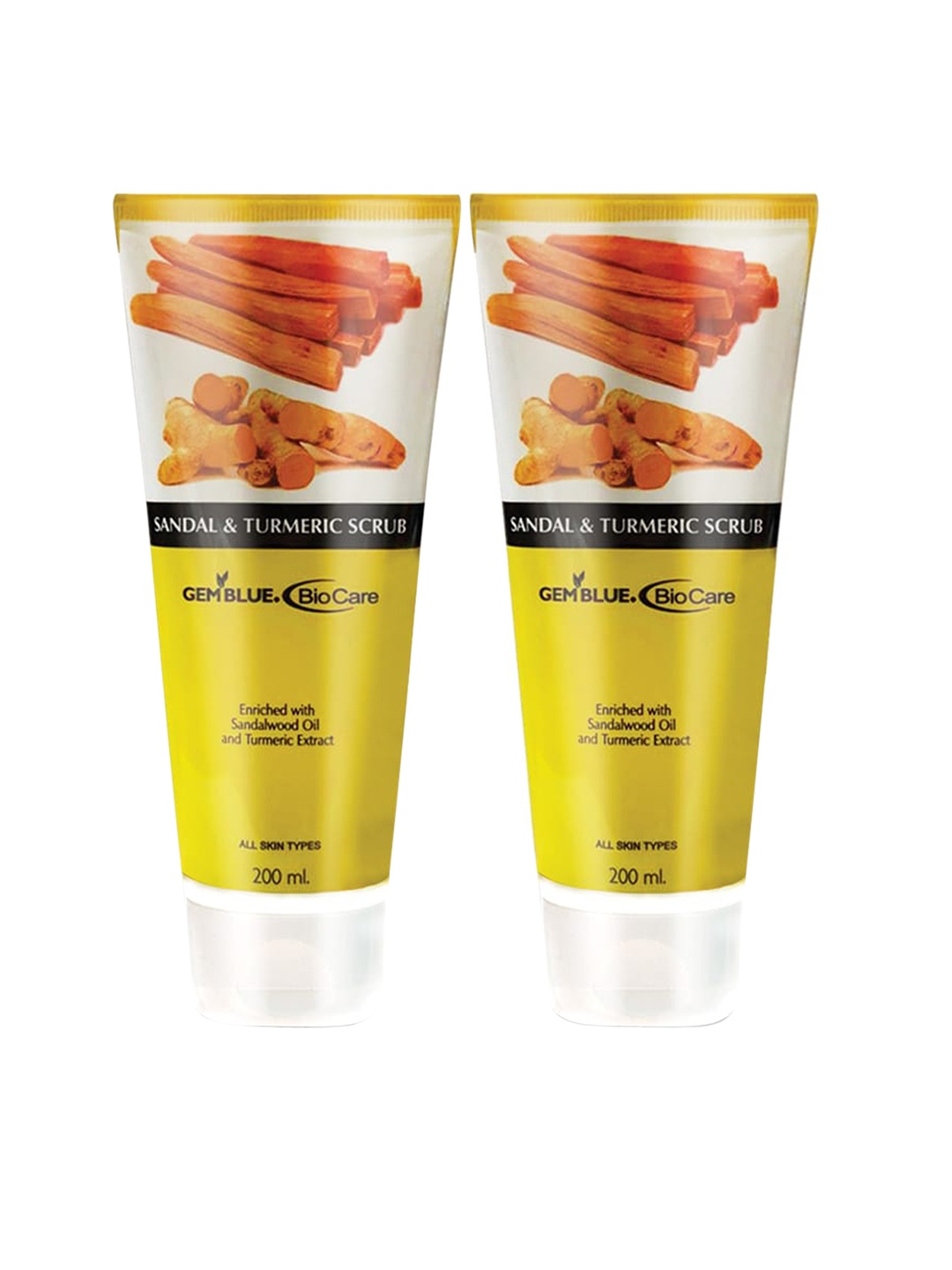

GEMBLUE BioCare Unisex Sandal And Turmeric Scrub, 200 ml (Combo of 2), Orange