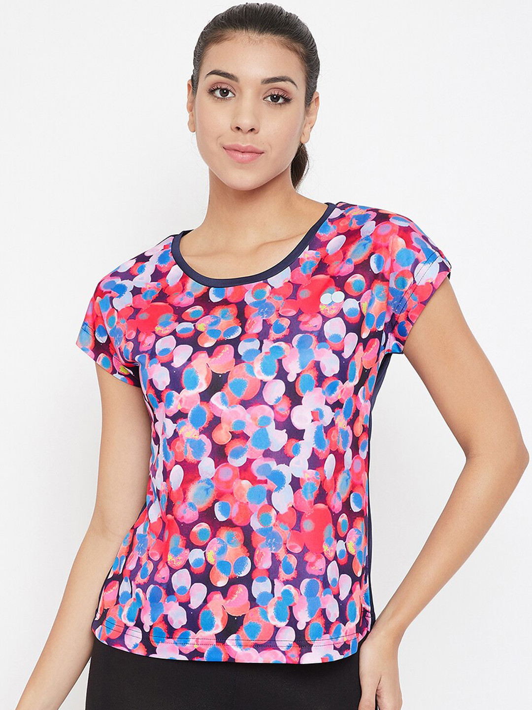 

Clovia Women Blue Printed Round Neck T-shirt