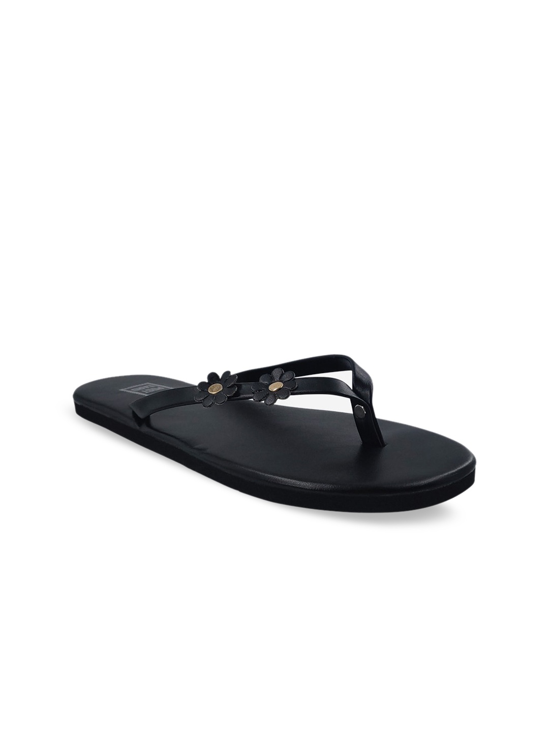 

POSTCARD Women Black Colourblocked T-Strap Flats