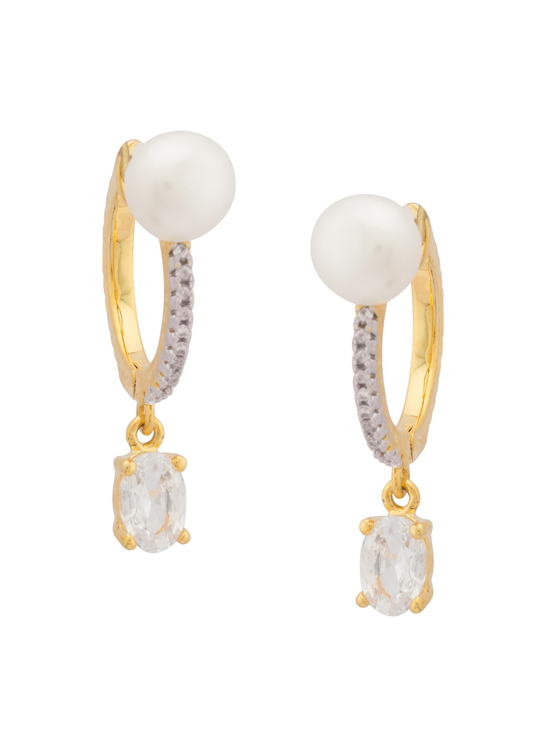 

Voylla Gold-Plated Contemporary Half Hoop Earrings