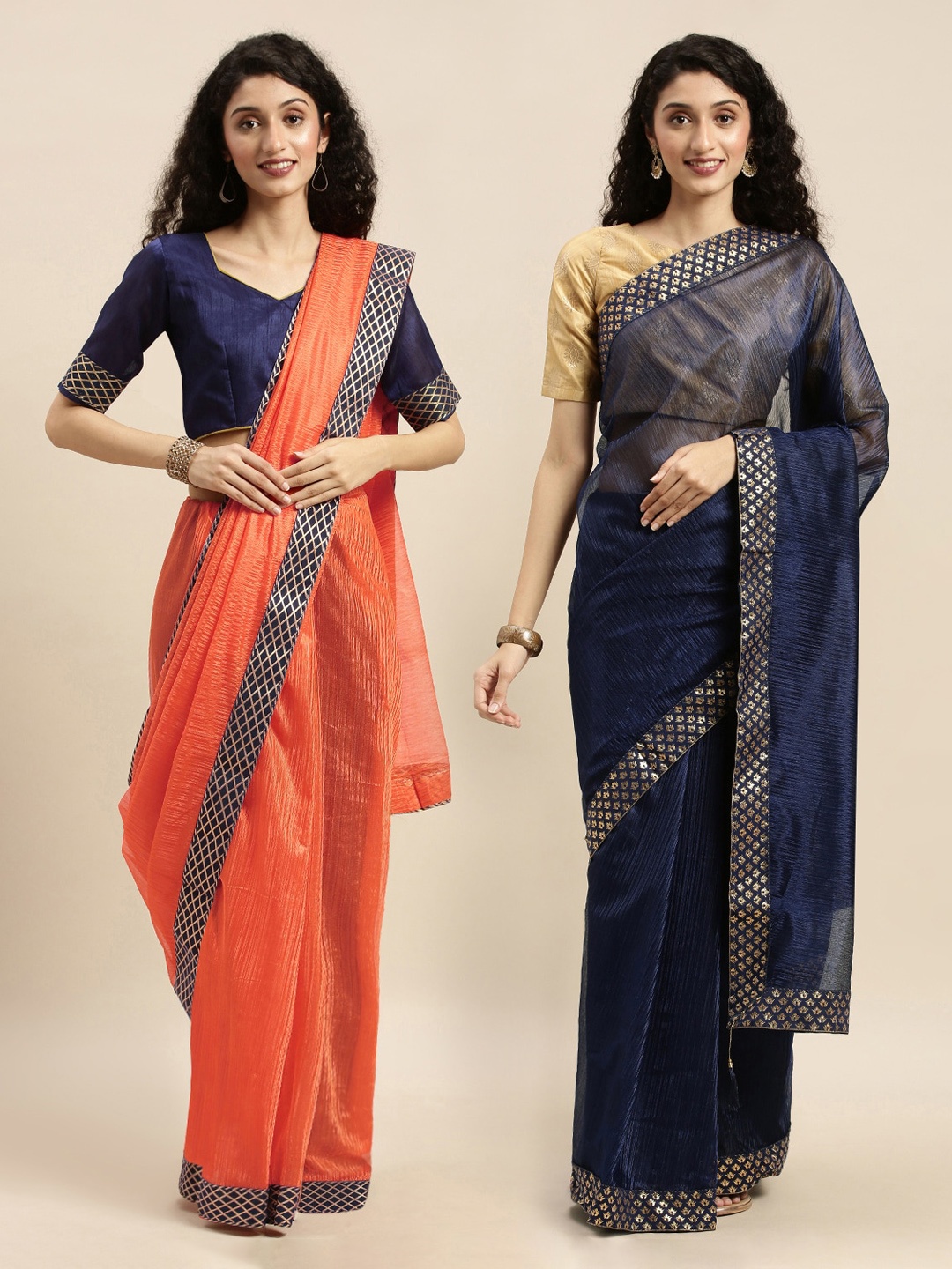 

Florence Orange Solid Art Silk Saree
