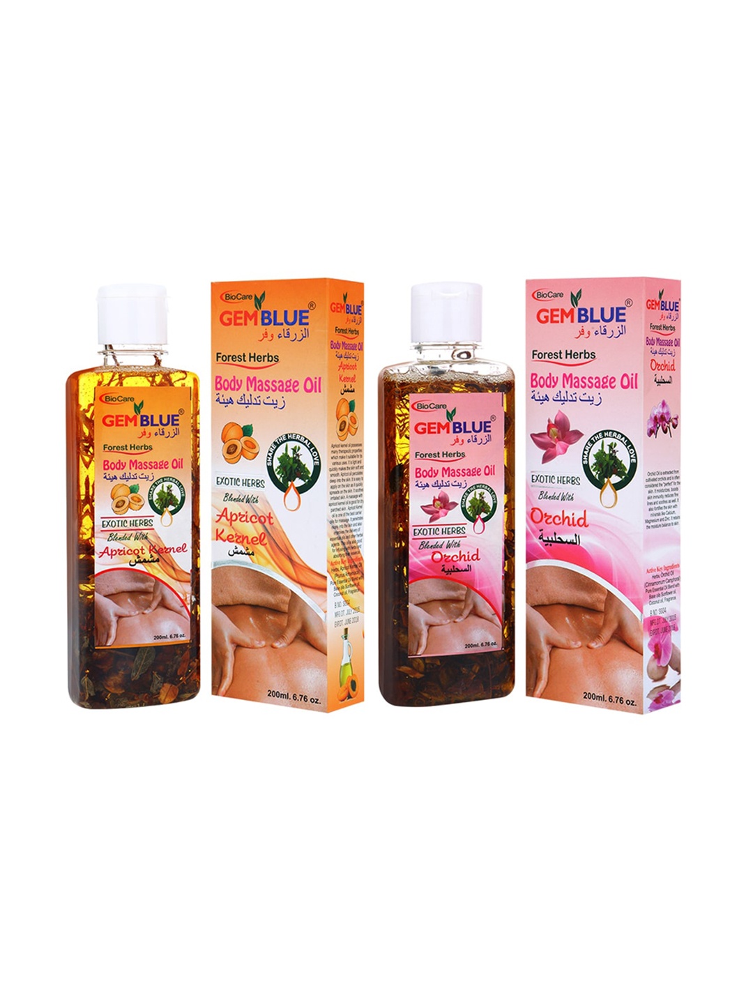 

GEMBLUE BioCare Apricot Massage Oil & Orchid Massage Oil 200ML (Combo of 2), Orange