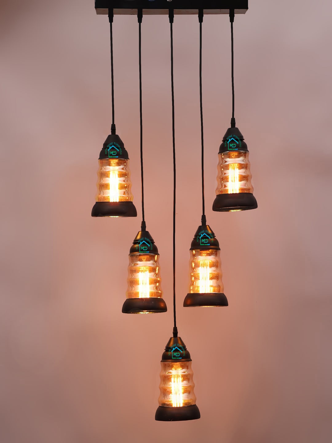 

MFD HOME FURNISHING Brown & Bronze-Toned Textured Traditional Cluster Lights