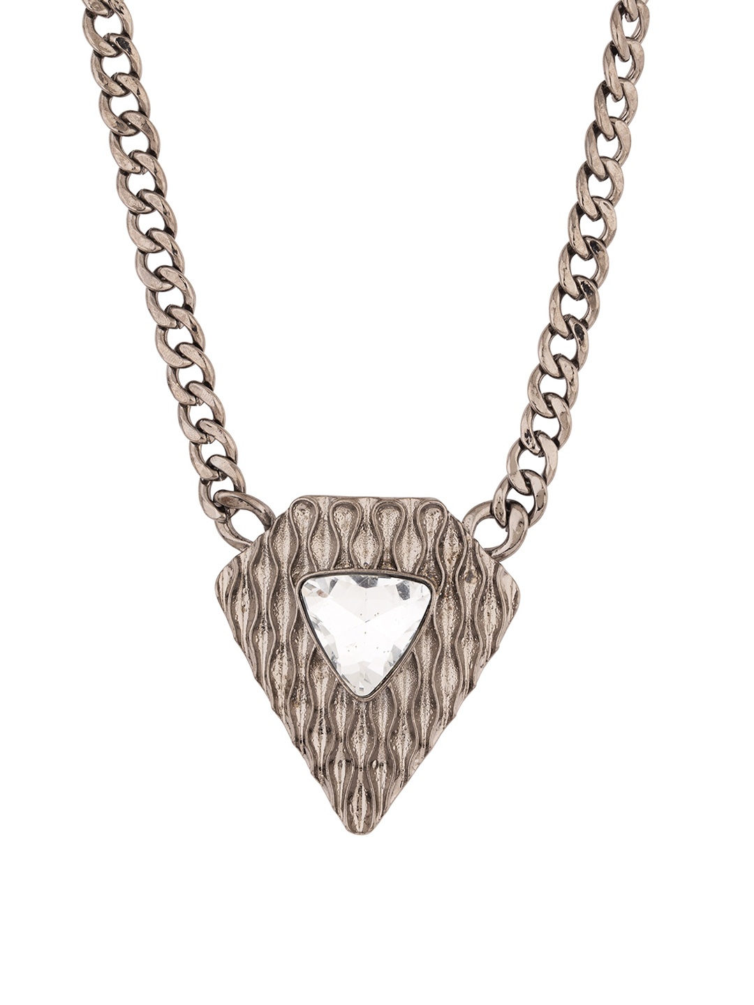 

Voylla Silver-Plated Crystal Decked Statement Necklace