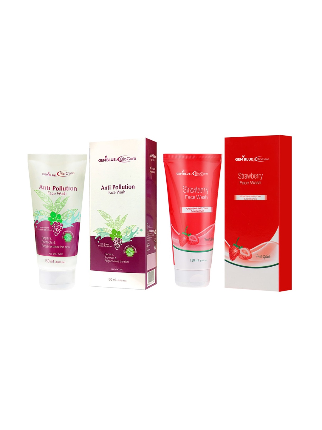 

GEMBLUE BioCare Set of Anti-Pollution & Strawberry Face Washes, Purple