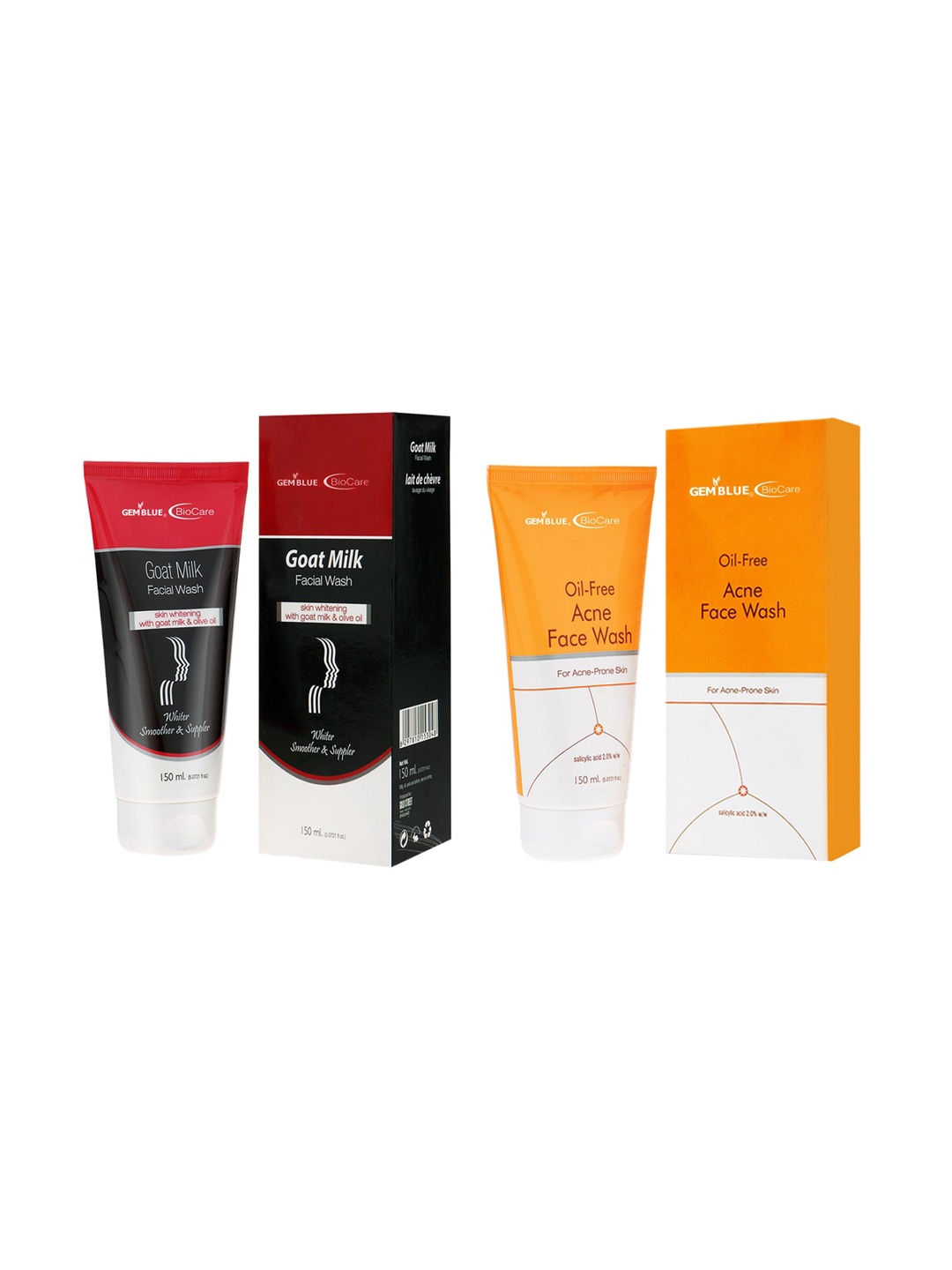 

GEMBLUE BioCare Set of Goat Milk Face Wash & Oil Free Acne Face Wash, Red