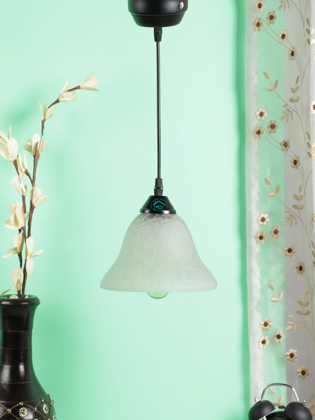 

MFD HOME FURNISHING White & Orange Traditional Hanging Light