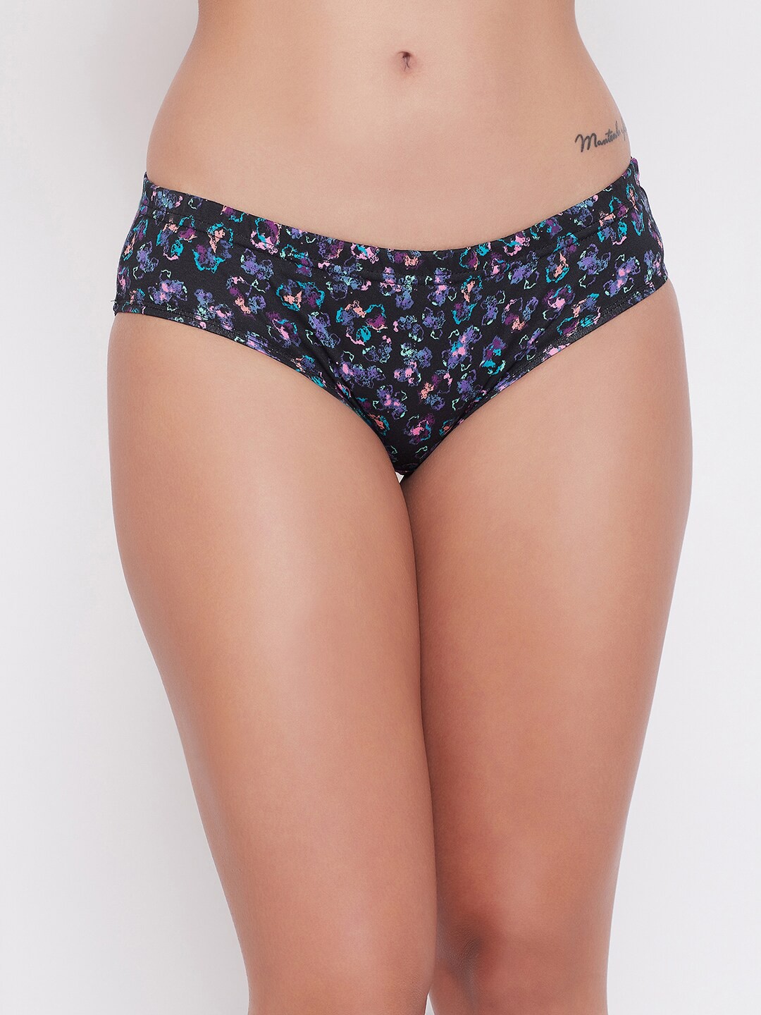 

Clovia Women Black & Purple Floral Printed Hipster Briefs PN3227Q13