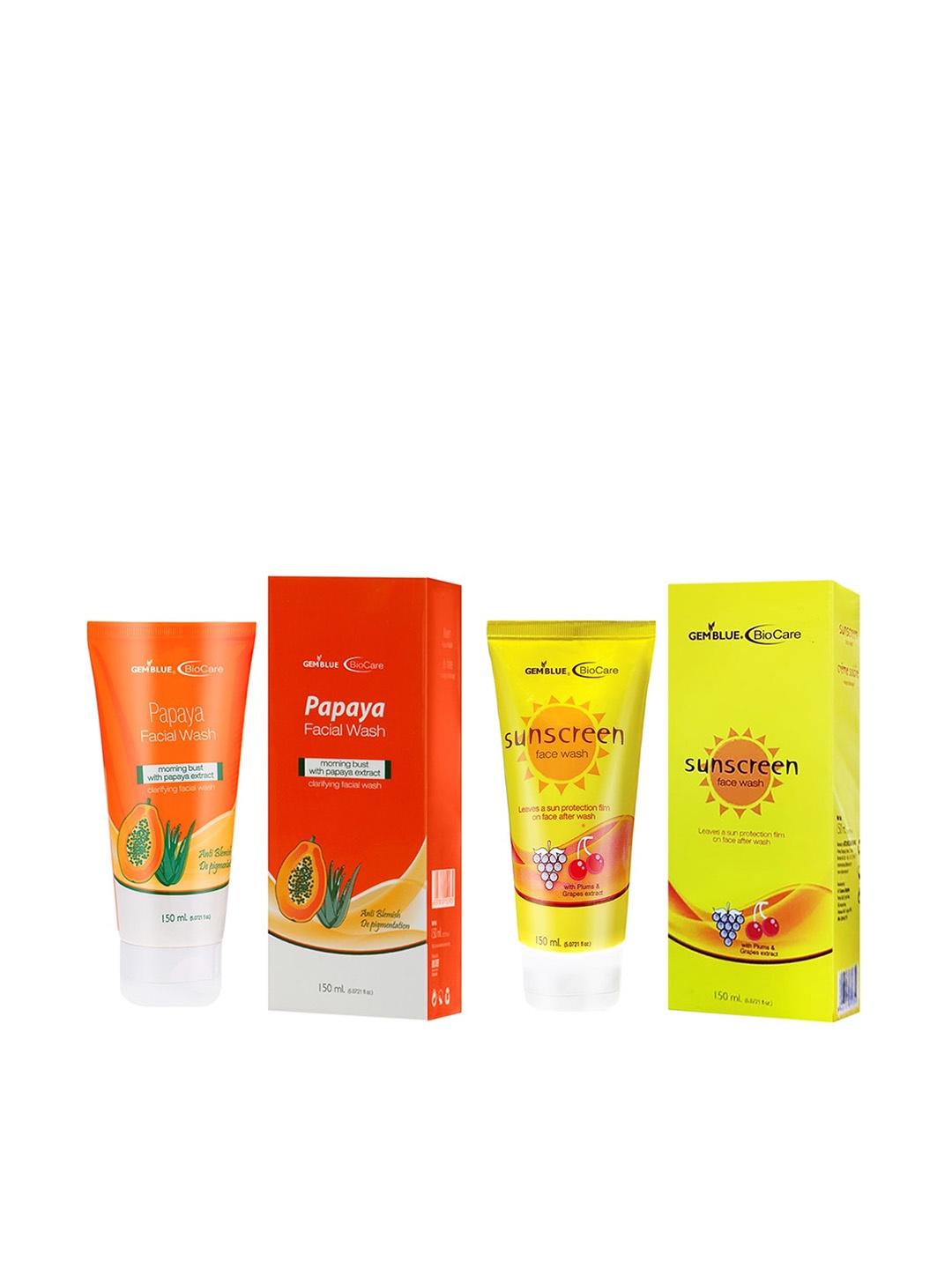 

GEMBLUE BioCare Papaya & Sunscreen Face Wash 150ml (combo of 2), Orange