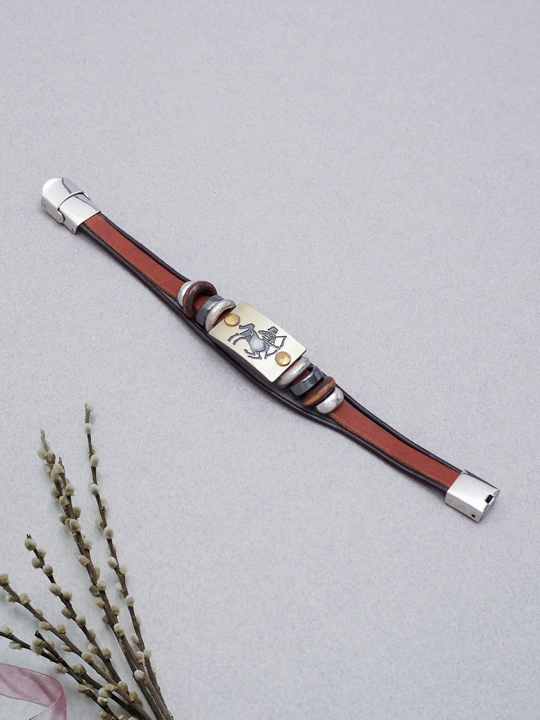 

Golden Peacock Women Brown & Black Leather Multistrand Bracelet