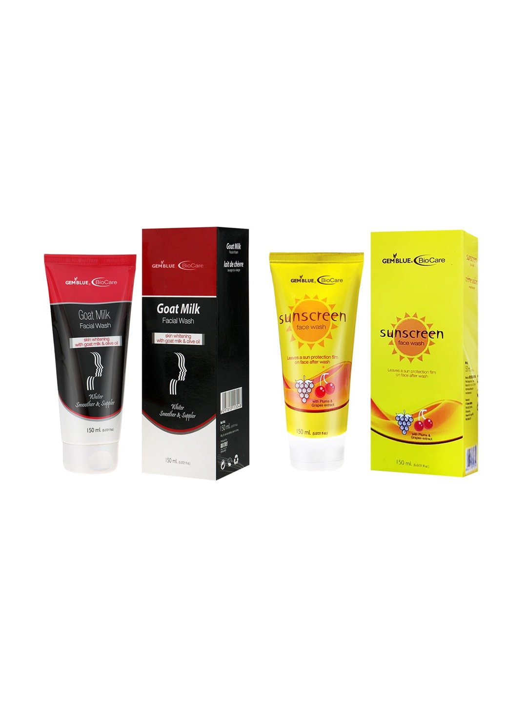 

GEMBLUE BioCare Set of Sunscreen Face Wash & Goat Milk Face Wash, Red