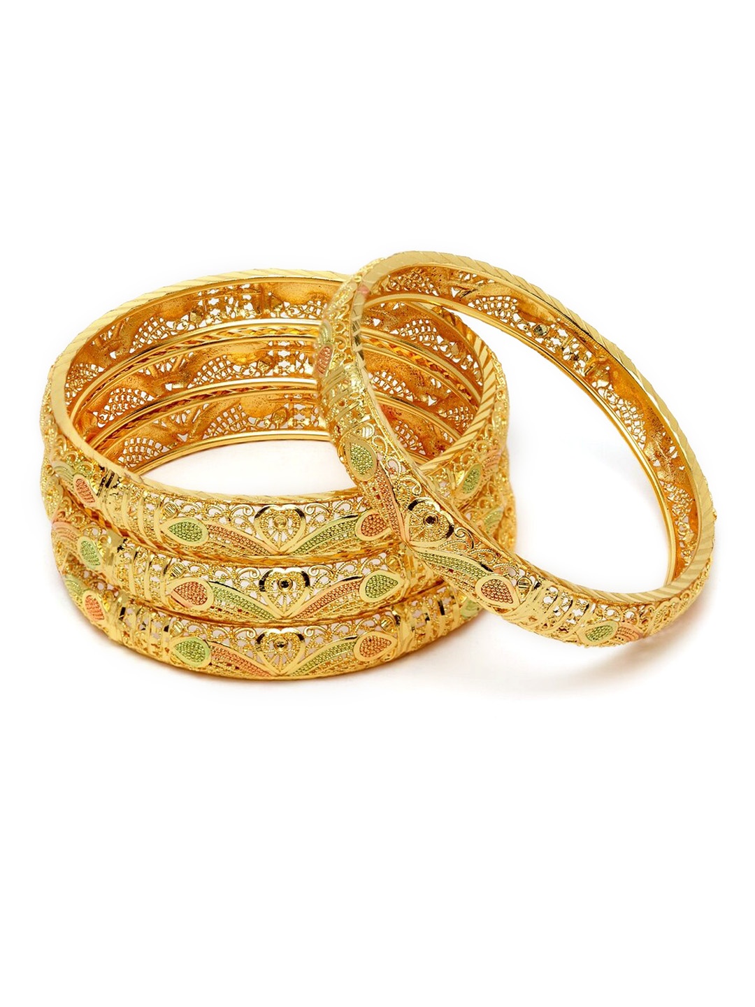 

Shining Diva Set Of 4 Gold-Plated Meenakari Bangles