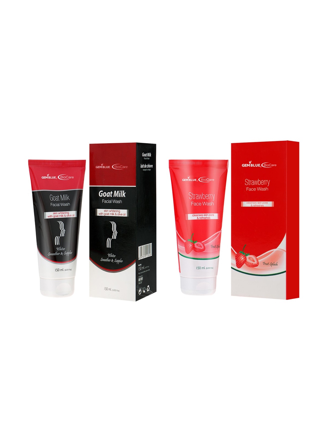

GEMBLUE BioCare Goat Milk Face wash & Strawberry Face Wash 150ML Set of 2, Red