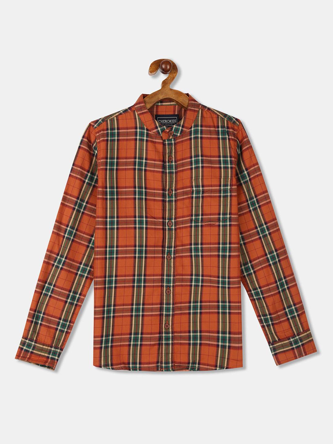 

Cherokee Boys Orange Regular Fit Checked Casual Shirt