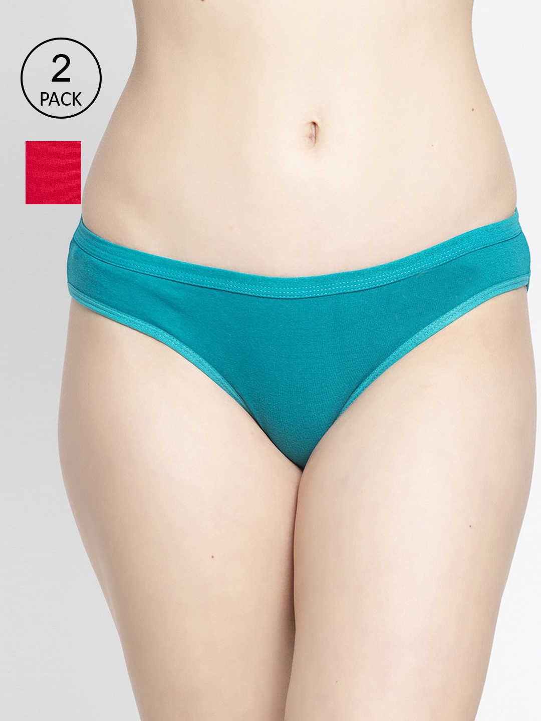

GRACIT Women Pack Of 2 Red & Blue Solid Bikini Briefs PW35-03-20