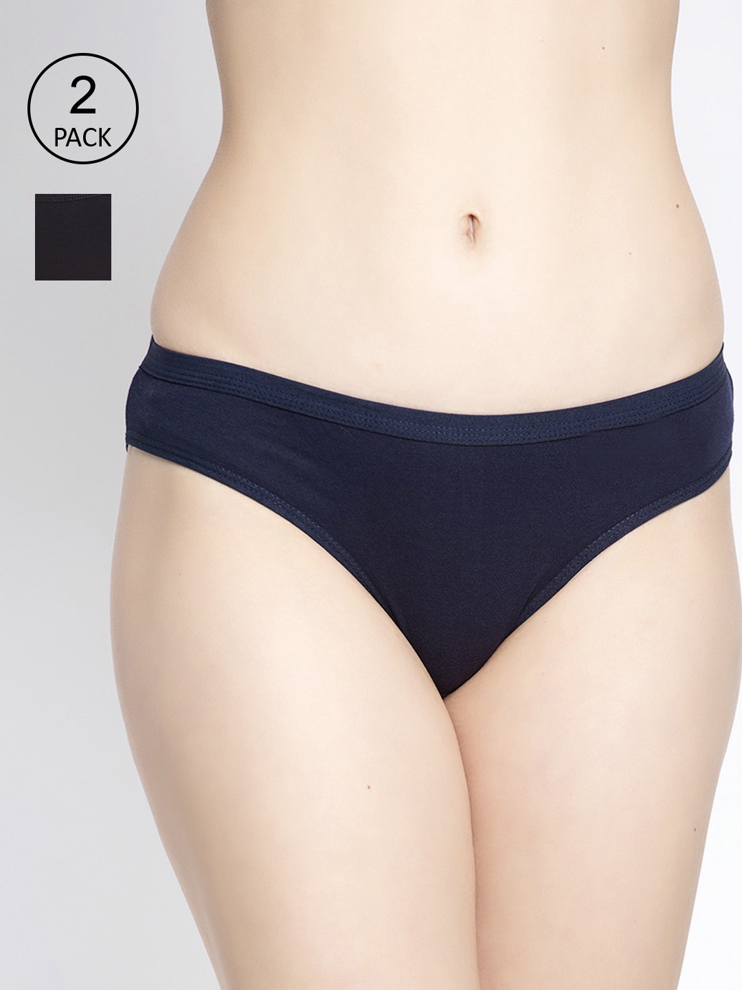 

GRACIT Women Pack Of 2 Solid Bikini Briefs PW35-01-17, Black