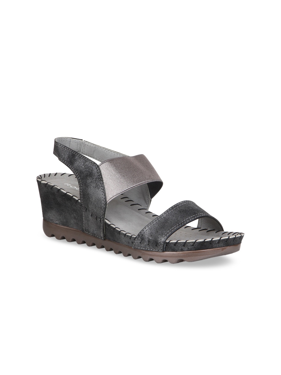 

Rocia Women Gunmetal-Toned Solid Sandals, Metallic