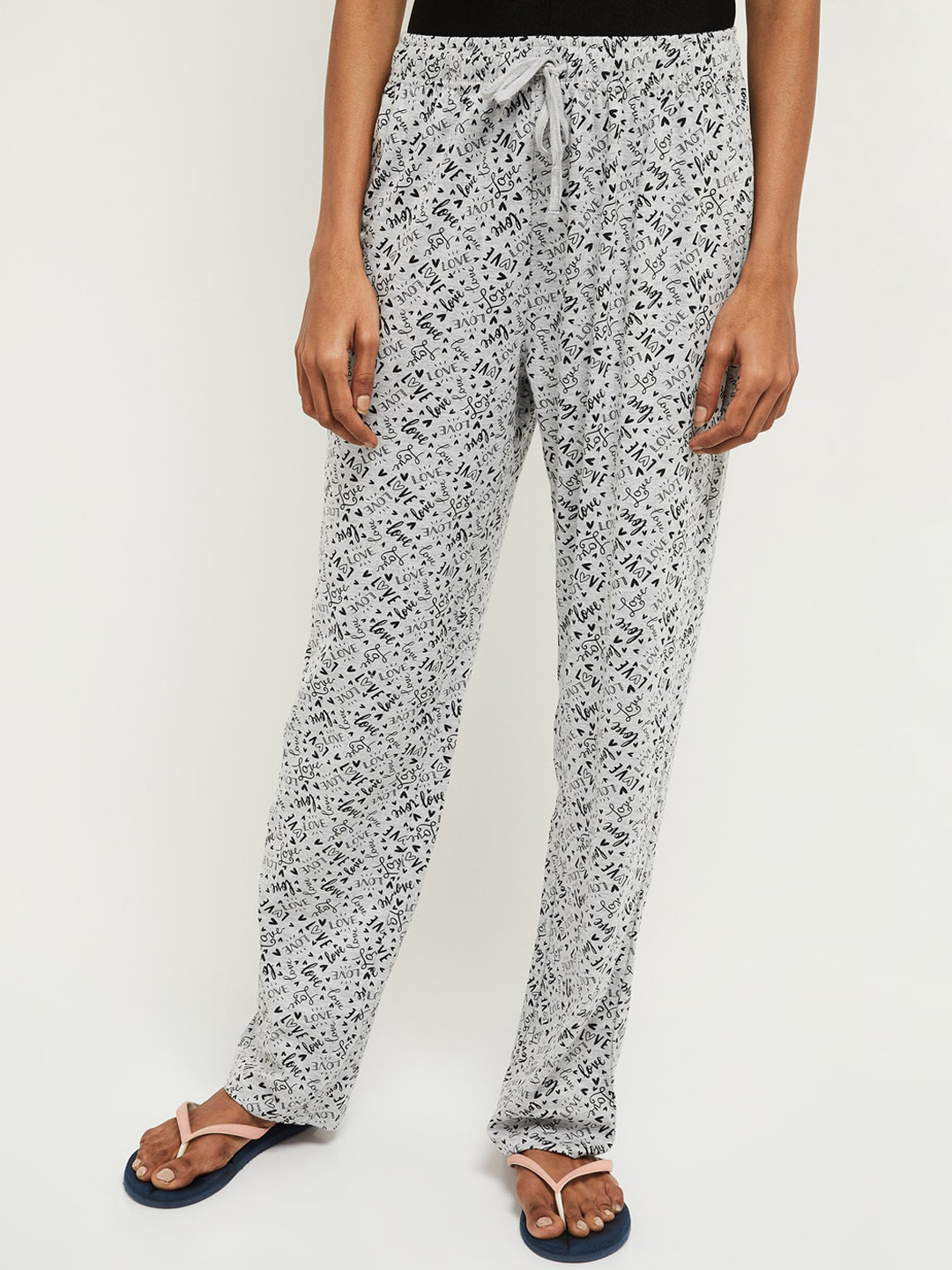 

max Women Grey Melange Printed Pyjama