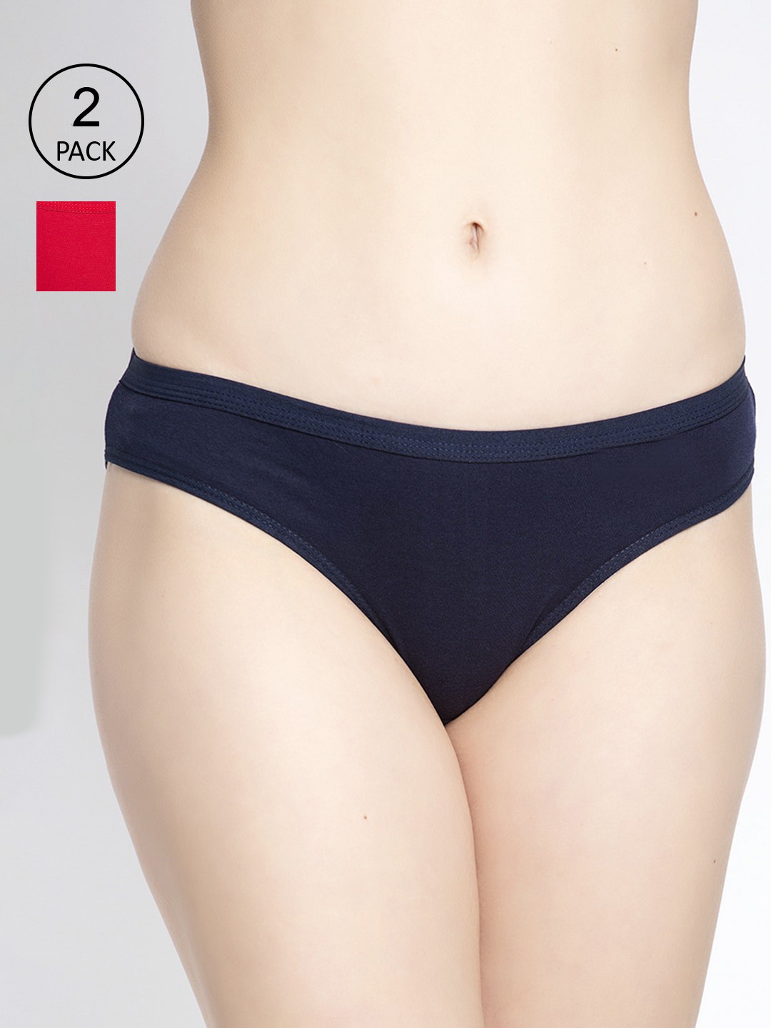 

GRACIT Women Pack Of 2 Solid Bikini Briefs PW35-03-17-, Red
