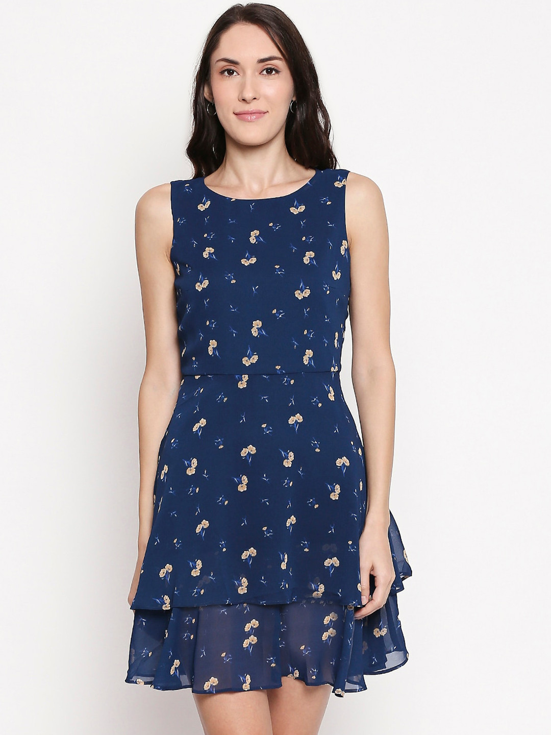 

Honey by Pantaloons Women Navy Blue Printed Fit and Flare Dress