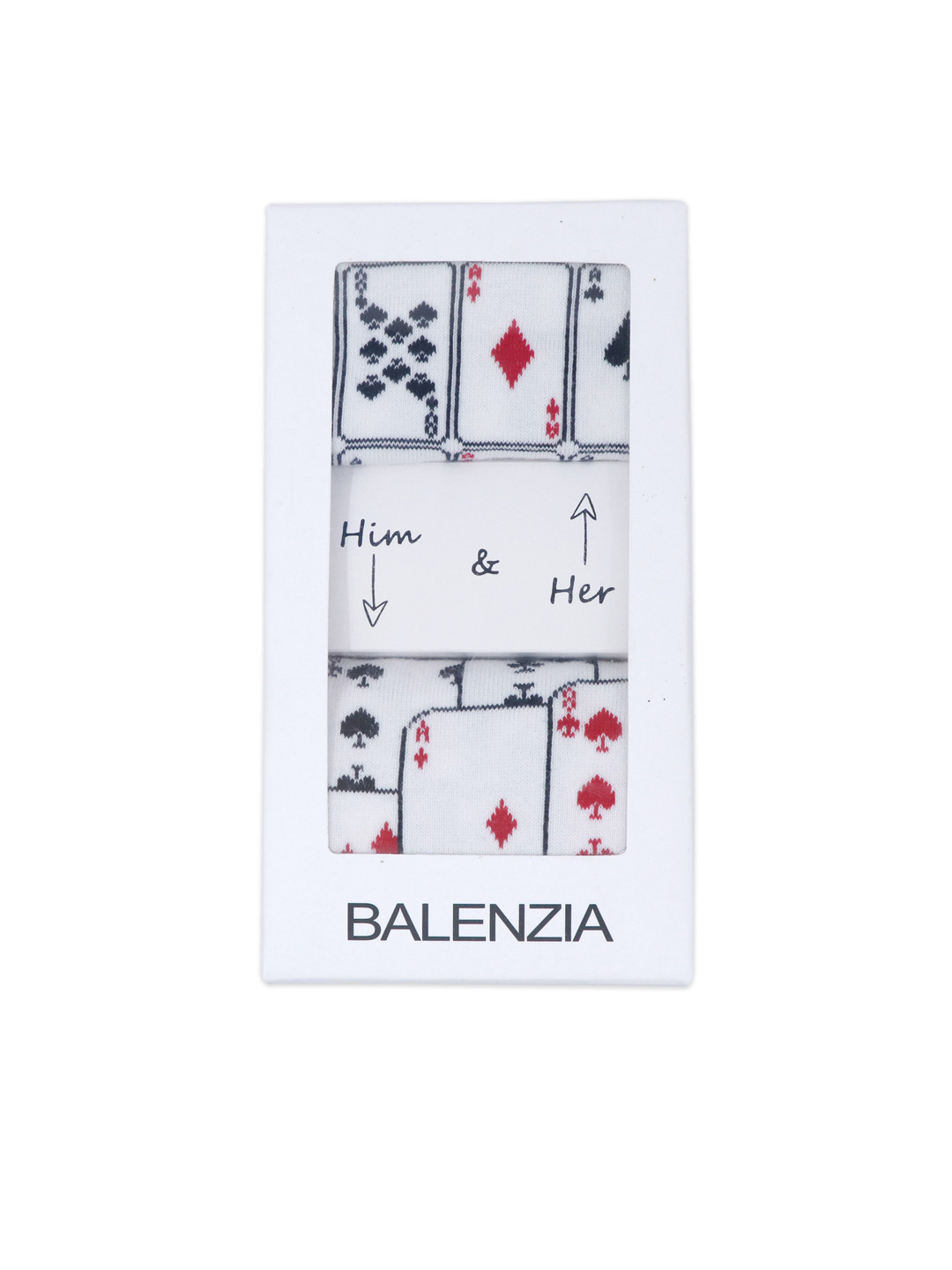 

Balenzia Unisex Pack Of 2 White & Black Poker Patterned Calf-Length Socks
